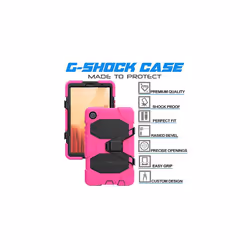 TECHGEAR G-SHOCK Case Fits Samsung Galaxy Tab A7 Lite 8.7" 2021 (SM-T220 / SM-T225) HEAVY DUTY Shockproof Case with Stand, Kids Schools Workman - Pink