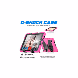 TECHGEAR G-SHOCK Case Fits Samsung Galaxy Tab A7 Lite 8.7" 2021 (SM-T220 / SM-T225) HEAVY DUTY Shockproof Case with Stand, Kids Schools Workman - Pink