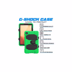 TECHGEAR G-SHOCK Case Fits Samsung Galaxy Tab A7 Lite 8.7" 2021 (SM-T220 / SM-T225) HEAVY DUTY Shockproof Case with Stand, Kids Schools Workma - Green