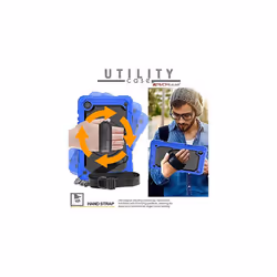 TECHGEAR UTILITY Case for Samsung Galaxy Tab A7 Lite 8.7" (SM-T220 / SM-T225) HEAVY DUTY Armour Shockproof Case with Stand, Hand and Shoulder S - Blue