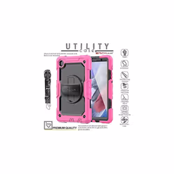 TECHGEAR UTILITY Case for Samsung Galaxy Tab A7 Lite 8.7" (SM-T220 / SM-T225) HEAVY DUTY Armour Shockproof Case with Stand, Hand and Shoulder S - Pink
