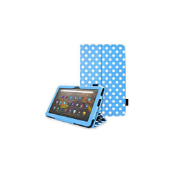 Amazon Fire HD 10 2021 / 2023 13th & 11th Generation Leather Flip Stand Case - Purple Polka Dot
