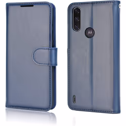 TECHGEAR Moto E7i Power Leather Wallet Case, Flip Protective Case Cover with Wallet Card Holder, Stand & Wrist Strap, Blue PU ...
