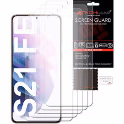 TECHGEAR [5 Pack] Screen Protectors Compatible with Samsung Galaxy S21 FE (S21 Fan Edition), CLEAR LCD Screen Protectors Cove ...