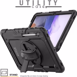 TECHGEAR UTILITY Case fits Samsung Galaxy Tab S7 FE 12.4" (SM-T730 / SM-T736) HEAVY DUTY Shockproof Case with 360 Stand, Hand and Shoulder Strap