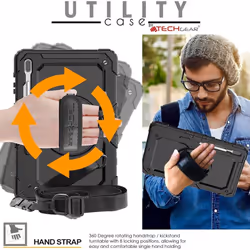 TECHGEAR UTILITY Case fits Samsung Galaxy Tab S7 FE 12.4" (SM-T730 / SM-T736) HEAVY DUTY Shockproof Case with 360 Stand, Hand and Shoulder Strap