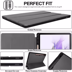 TECHGEAR Smart Case for Samsung Galaxy Tab S7 FE 12.4" 2021 Release (SM-T730 / SM/T736) PU Leather Slim Smart Case Stand Cover...