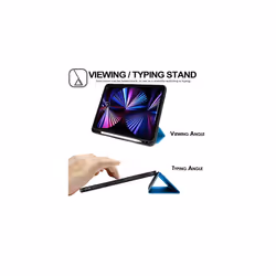 iPad Pro 11" 2022 / 2021 (4th & 3rd Gen) Smart Case [Pencil Compatible] Slim Smart Case Fold Stand Cover with Corner Protection [Auto Wak - Light Blue