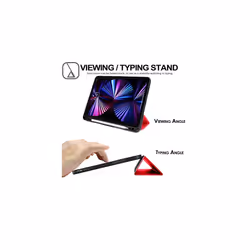 iPad Pro 11" 2022 / 2021 (4th & 3rd Gen) Smart Case [Pencil Compatible] Slim Smart Case Fold Stand Cover with Corner Protection [Auto Wake / Sle - Red