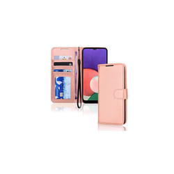 Samsung Galaxy A22 5G Leather Wallet Case, Flip Protective Cover with Wallet Card Holder, Stand and Wrist Strap - PU Leather with Magnetic - Rose Gold