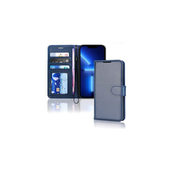 iPhone 13 Pro Leather Wallet Case, Flip Protective Case Cover with Wallet Card Holder, Stand and Wrist Strap - PU Leather with Magnetic Closure - Blue