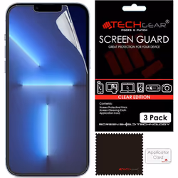 TECHGEAR [Pack of 3] Screen Protectors for iPhone 13 Pro - CLEAR LCD Screen Protector with Cleaning Cloth & Application Card