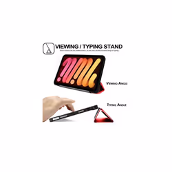 TECHGEAR iPad Mini 6, 6th Generation Smart Case [Pencil Compatible] Slim Smart Case Tri-fold Stand Cover with Corner Protection [Auto Wake / Sle - Red