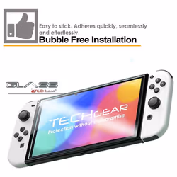 TECHGEAR 4 Pack Switch OLED 7" GLASS Edition, Tempered Glass Screen Protector [9H Hardness] [No-Bubble] Compatible for Nintendo Switch OLED 2021