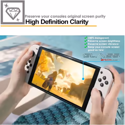 TECHGEAR 4 Pack Switch OLED 7" GLASS Edition, Tempered Glass Screen Protector [9H Hardness] [No-Bubble] Compatible for Nintendo Switch OLED 2021