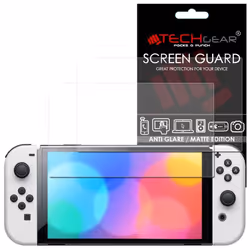 Switch OLED Anti-Glare Screen Protectors [Pack of 2] TECHGEAR MATTE LCD Screen Protector with Cleaning Cloth & Applicator Car ...
