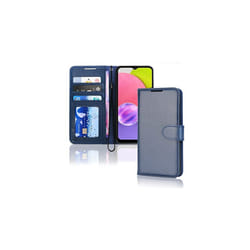Samsung Galaxy A03s Leather Wallet Case, Flip Protective Case Cover with Wallet Card Holder, Stand and Wrist Strap - PU Leather with Magnetic C - Blue