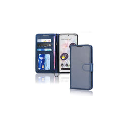 Pixel 6 Leather Wallet Case, Flip Protective Case with Wallet Card Holder, Stand and Wrist Strap - PU Leather with Magnetic Closure For Google - Blue