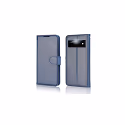 Pixel 6 Leather Wallet Case, Flip Protective Case with Wallet Card Holder, Stand and Wrist Strap - PU Leather with Magnetic Closure For Google - Blue