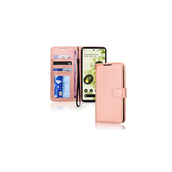 Pixel 6 Pro Wallet Case, Flip Protective Cover with Card Holder, Stand and Wrist Strap - PU Leather with Magnetic Closure For Google Pixel - Rose Gold