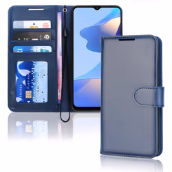 TECHGEAR Leather Wallet Case for Oppo A16s, Flip Protective Case Cover with Wallet Card Holder, Stand & Wrist Strap - Blue PU ...