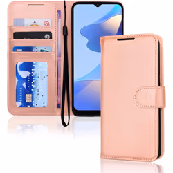 TECHGEAR Leather Wallet Case for Oppo A16s, Flip Protective Case Cover with Wallet Card Holder, Stand & Wrist Strap - Rose Go ...