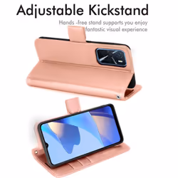 TECHGEAR Leather Wallet Case for Oppo A16s, Flip Protective Case Cover with Wallet Card Holder, Stand & Wrist Strap - Rose Gold...