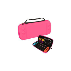 Switch OLED Case, Hard Protective Carry Travel & Storage Case Cover for Nintendo Switch OLED + Joy-Con controllers + 10 Game Card Slots + A - All Pink