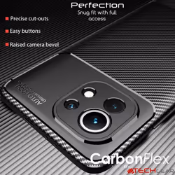 TECHGEAR Carbon Fibre Case for Xiaomi Mi 11 Lite [CarbonFlex Case] Flexible, Shockproof, Ultra Slim, Soft TPU Protective Shell...