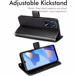 TECHGEAR Leather Wallet Case for Oppo A54s, Flip Protective Case Cover with Wallet Card Holder, Stand & Wrist Strap - Black PU...
