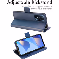 TECHGEAR Leather Wallet Case for Oppo A54s, Flip Protective Case Cover with Wallet Card Holder, Stand & Wrist Strap - Blue PU...
