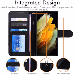 TECHGEAR Galaxy S22 Ultra Leather Wallet Case, Flip Protective Case Cover with Wallet Card Holder, Stand and Wrist Strap -...