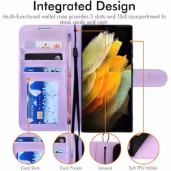 TECHGEAR Galaxy S22 Ultra Leather Wallet Case, Flip Protective Case Cover with Wallet Card Holder, Stand and Wrist Strap -...