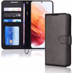 TECHGEAR Galaxy S22 Leather Wallet Case, Flip Protective Case Cover with Wallet Card Holder, Stand and Wrist Strap - Black PU...