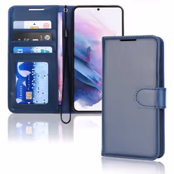 TECHGEAR Galaxy S22 Plus Leather Wallet Case, Flip Protective Case Cover with Wallet Card Holder, Stand and Wrist Strap - Navy...