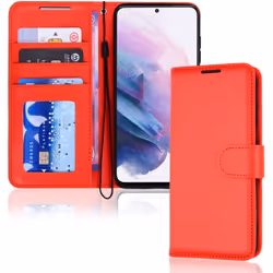 TECHGEAR Galaxy S22 Plus Leather Wallet Case, Flip Protective Case Cover with Wallet Card Holder, Stand and Wrist Strap - Red...