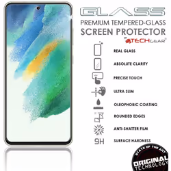 TECHGEAR 3 Pack GLASS Edition Compatible with Samsung Galaxy S21 FE, Tempered Glass Screen Protector Covers [2.5D Round Edge]...
