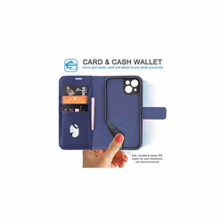 TECHGEAR Wallet Case for iPhone 13 Pro Max, Genuine Leather Magnetic Flip [RFID Blocking] Case with Shockproof TPU, Card Slots, Stand Folio Cov - Blue