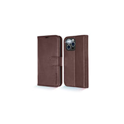 TECHGEAR Wallet Case for iPhone 13 Pro Max, Genuine Leather Magnetic Flip [RFID Blocking] Case with Shockproof TPU, Card Slots, Stand Folio Co - Brown
