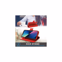 TECHGEAR Wallet Case for iPhone 13 Pro Max, Genuine Leather Magnetic Flip [RFID Blocking] Case with Shockproof TPU, Card Slots, Stand Folio Cove - Red