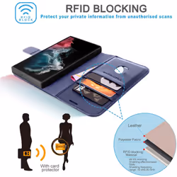 TECHGEAR Galaxy S22 Ultra Leather Wallet Case, Genuine Leather Magnetic Flip [RFID Blocking] Case with Shockproof TPU, Card...