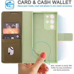 TECHGEAR Galaxy S22 Ultra Leather Wallet Case, Genuine Leather Magnetic Flip [RFID Blocking] Case with Shockproof TPU, Card...