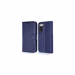 Samsung Galaxy S22 Leather Wallet Case, Genuine Leather Magnetic Flip [RFID Blocking] Case with Shockproof TPU, Card Slots, S ...