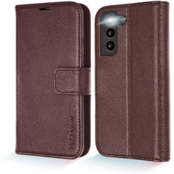 TECHGEAR Galaxy S22 Plus Leather Wallet Case, Genuine Leather Magnetic Flip [RFID Blocking] Case with Shockproof TPU, Card...