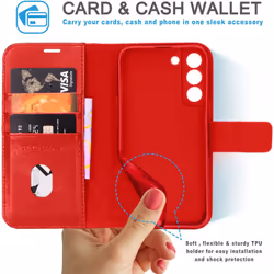 TECHGEAR Galaxy S22 Plus Leather Wallet Case, Genuine Leather Magnetic Flip [RFID Blocking] Case with Shockproof TPU, Card...