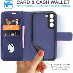 TECHGEAR Galaxy S21 FE 5G Leather Wallet Case, Genuine Leather Magnetic Flip [RFID Blocking] Case with Shockproof TPU, Card...