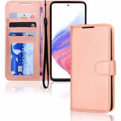 TECHGEAR Galaxy A53 5G Leather Wallet Case, Flip Protective Case with Wallet Card Holder, Stand and Wrist Strap - Rose Gold P ...