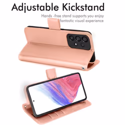 TECHGEAR Galaxy A53 5G Leather Wallet Case, Flip Protective Case with Wallet Card Holder, Stand and Wrist Strap - Rose Gold PU...