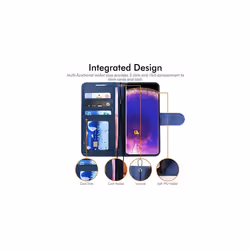 TECHGEAR Leather Wallet Case for Oppo Find X5 5G, Flip Protective Case Cover with Wallet Card Holder, Stand & Wrist Strap - PU Leather Cover - Blue