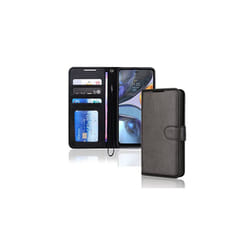 TECHGEAR Moto G22 Leather Wallet Case, Flip Protective Case Cover with Wallet Card Holder, Stand & Wrist Strap, PU Leather with Magnetic Clasp - Black